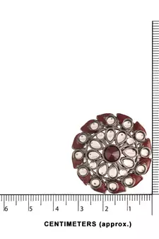 Silver Oxidized Kundan Studded Meena Work Designer Circular Stud Earrings for  