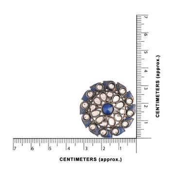 Silver Oxidized Kundan Studded Meena Work Designer Circular Stud Earrings for  (E2935ZBl) 4