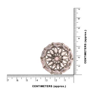 Silver Oxidized Kundan Studded Meena Work Designer Circular Stud Earrings for   4
