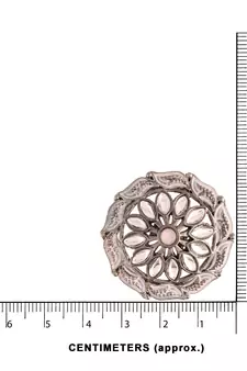 Silver Oxidized Kundan Studded Meena Work Designer Circular Stud Earrings for  