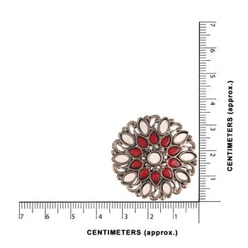 Silver Oxidized Kundan Studded Meena Work Designer Circular Stud Earrings for   4