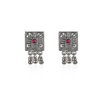 Antique Oxidised Silver Plated Tribal Jewellery Necklace Earring Set For Women & Girls. 3