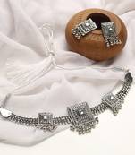 Antique Oxidised Silver Plated Tribal Jewellery Necklace Earring Set For Women & Girls.