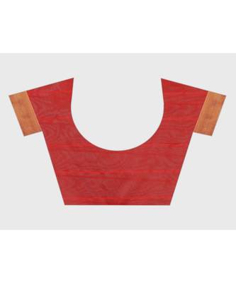 Blue & Red Linen Woven Design Silk Cotton Saree with blouse 5