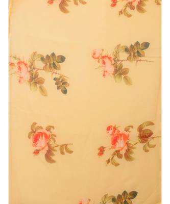 Yellow & Brown Organza Floral Printed Saree With Blouse 5