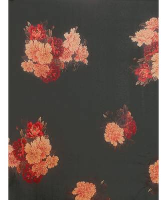 Black & Pink Organza Floral Printed Saree with blouse 6