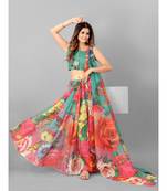MultiCOLOR Organza Floral Printed Saree with blouse