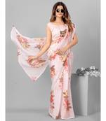 Pink Floral Print Organza Saree with blouse