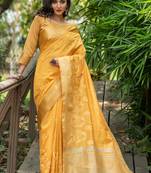 Grey woven linen saree with blouse