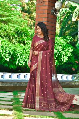 Yellow woven tissue saree with blouse 1