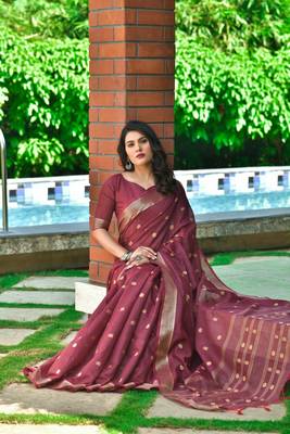 Yellow woven tissue saree with blouse 2
