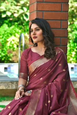 Yellow woven tissue saree with blouse 3