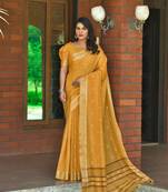 Teal woven pure chanderi saree with blouse