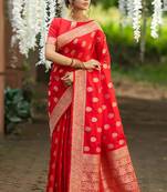 Teal woven pure chanderi saree with blouse