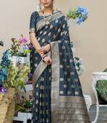 Wine woven banarasi silk saree with blouse