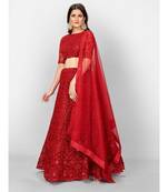 Red Coloured Semi Stitched Lehenga & Unstitched Blouse with Dupatta