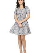 Off-white printed crepe short-kurtis