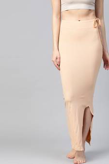 Beige Solid Micro Fiber Saree Shapewear