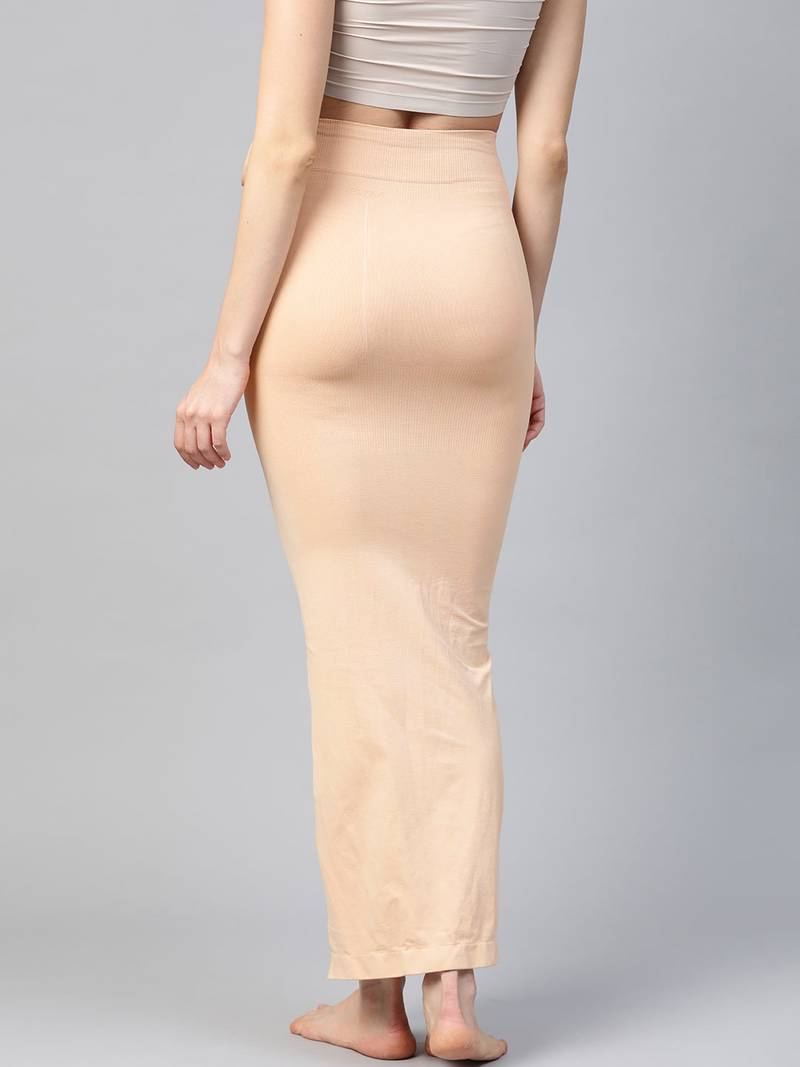 Beige Solid Micro Fiber Saree Shapewear