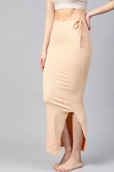 Beige Solid Micro Fiber Saree Shapewear