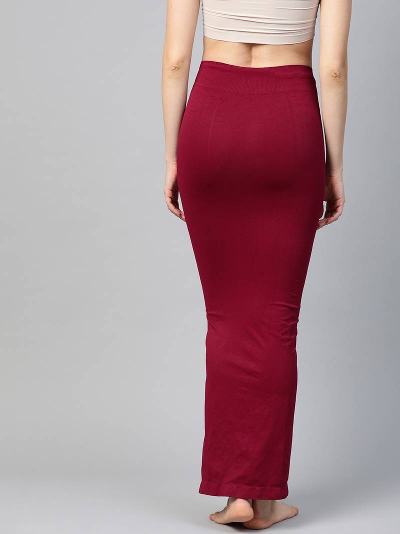Maroon Solid Micro Fiber Saree Shapewear