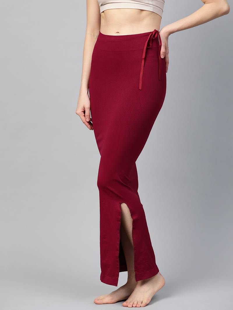 Maroon Solid Micro Fiber Saree Shapewear