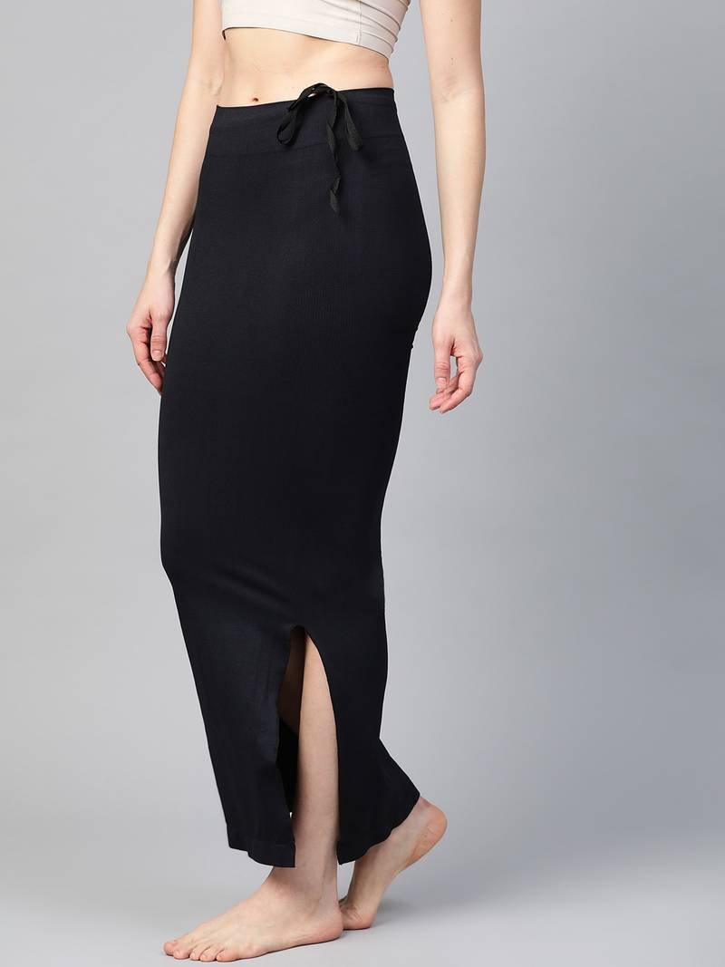 Black Solid Micro Fiber Saree Shapewear