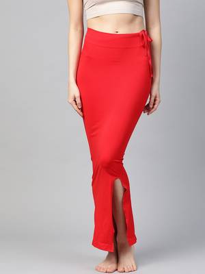 Red Solid Micro Fiber Saree Shapewear 1