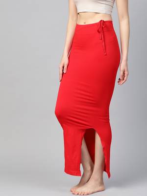 Red Solid Micro Fiber Saree Shapewear 3