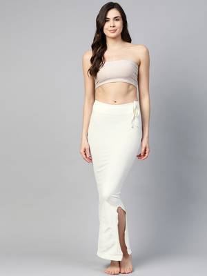 White Solid Micro Fiber Saree Shapewear 1