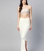 White Solid Micro Fiber Saree Shapewear