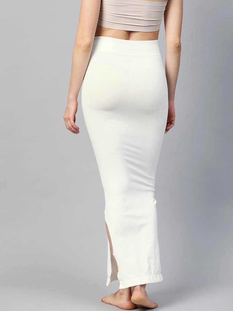 White Solid Micro Fiber Saree Shapewear
