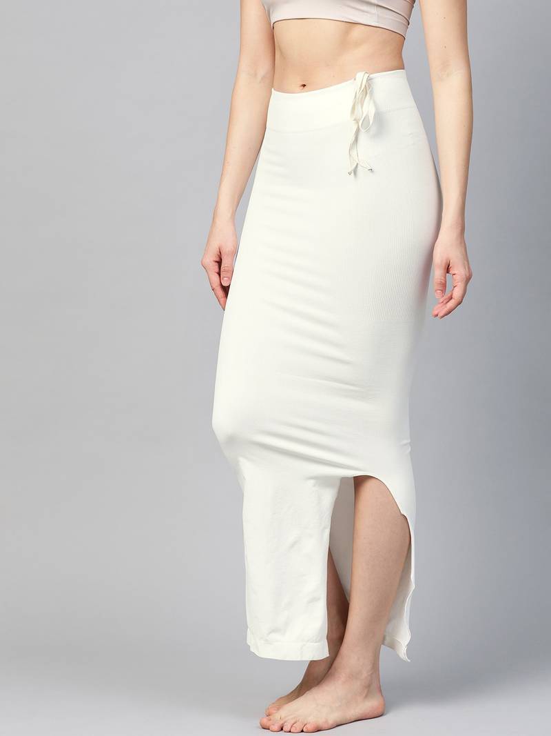 White Solid Micro Fiber Saree Shapewear