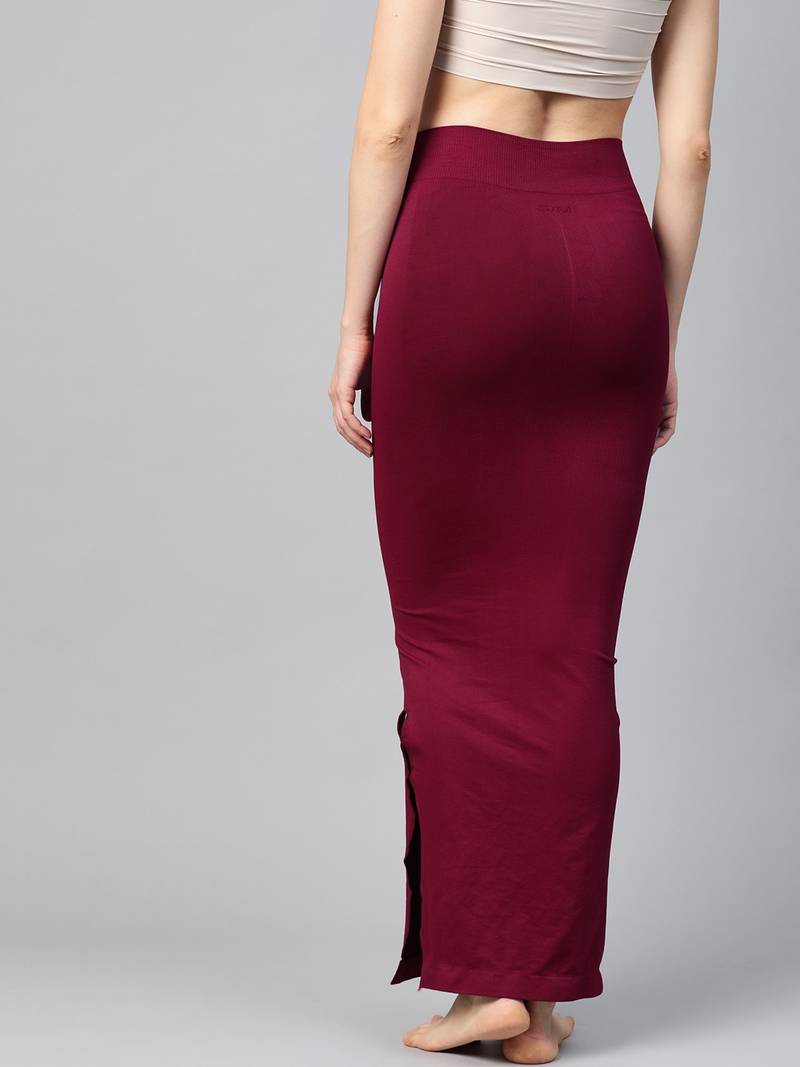 Maroon Solid Micro Fiber Saree Shapewear