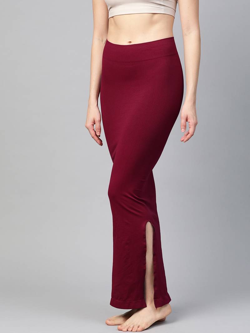 Maroon Solid Micro Fiber Saree Shapewear