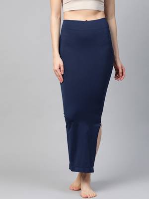 Blue Solid Micro Fiber Saree Shapewear 1