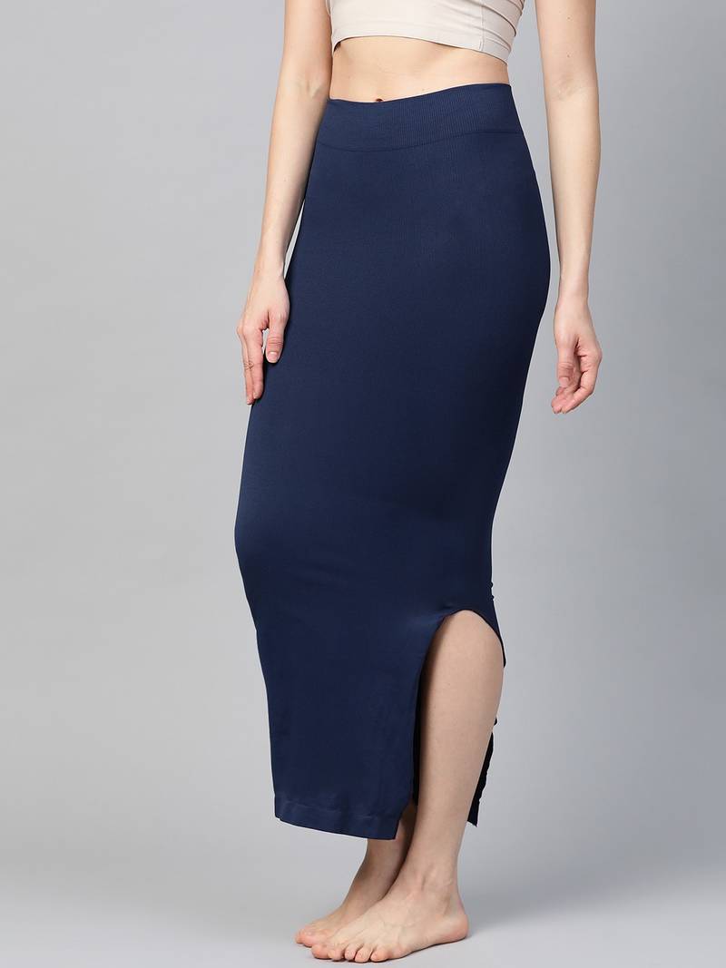 Blue Solid Micro Fiber Saree Shapewear