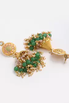 Pink pearl jhumkas