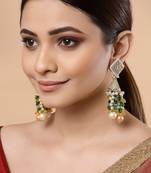 Green pearl jhumkas