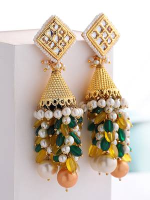 Green pearl jhumkas 2