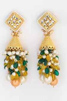 Green pearl jhumkas