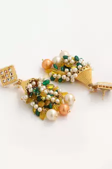 Green pearl jhumkas