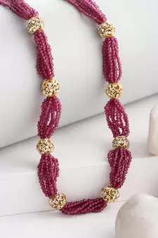 Pink pearl necklaces