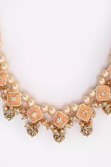Pink pearl necklaces