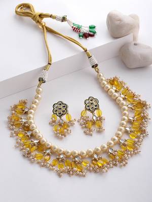 Yellow pearl necklace-sets 3
