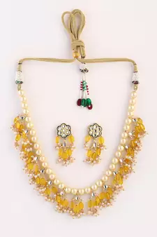 Yellow pearl necklace-sets