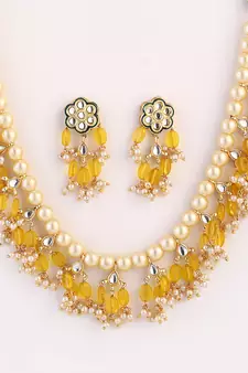 Yellow pearl necklace-sets