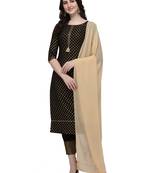 Black printed crepe kurtas-and-kurtis