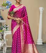 Wine woven linen saree with blouse