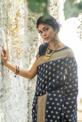 Wine woven tussar silk saree with blouse 2